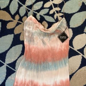 Multicolor mini dress with spaghetti straps